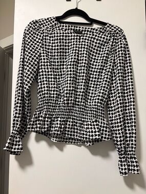 Ann Taylor Black & White Houndstooth Blouse